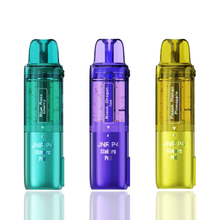 Three colorful JNR P4 vape prefilled pods with visible branding on a white background